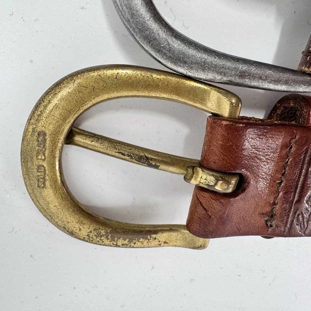 Vintage Eddie Bauer AEO Braided Genuine Leather Belt Sz 38 Brown Tan Unisex
